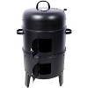Okak 16IN Steel Charcoal Smoker, Heavy Duty Round Charcoal Grills with Thermometer, Bbq Grill for Outdoor Cooking, Picnics, Black - 4 of 4