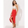 Allegra K Women's Split Ruched High Waist Summer Beach Maxi Skirts - 3 of 4
