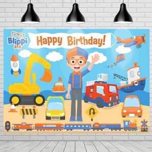 Treasures Gifted Blippi Banner Backdrop Vehicle - Blippi Party Supplies - 1 of 1