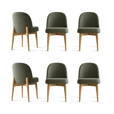 Upholstered Linen Dining Chairs with Solid Wood Legs, Modern Armless Fabric Chairs for Dining Room or Kitchen Table-Maison Boucle