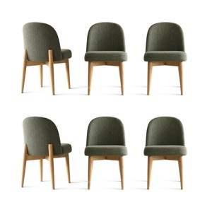 Upholstered Linen Dining Chairs with Solid Wood Legs, Modern Armless Fabric Chairs for Dining Room or Kitchen Table-Maison Boucle - 1 of 4