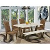 HomeStock 6-Pc Rectangle Distressed Jacobean Finish Solid Wood Top Dining Table with 1-Bench, 4-Chairs - 2 of 4