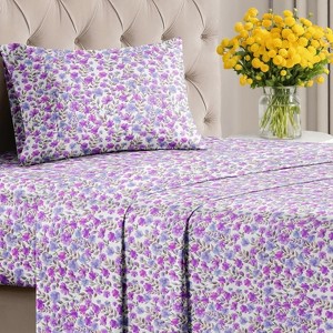 Luxuriously Soft 4-Piece Floral Sheet Set - Wrinkle-Resistant, Printed Pattern - CGK Linens - 1 of 4