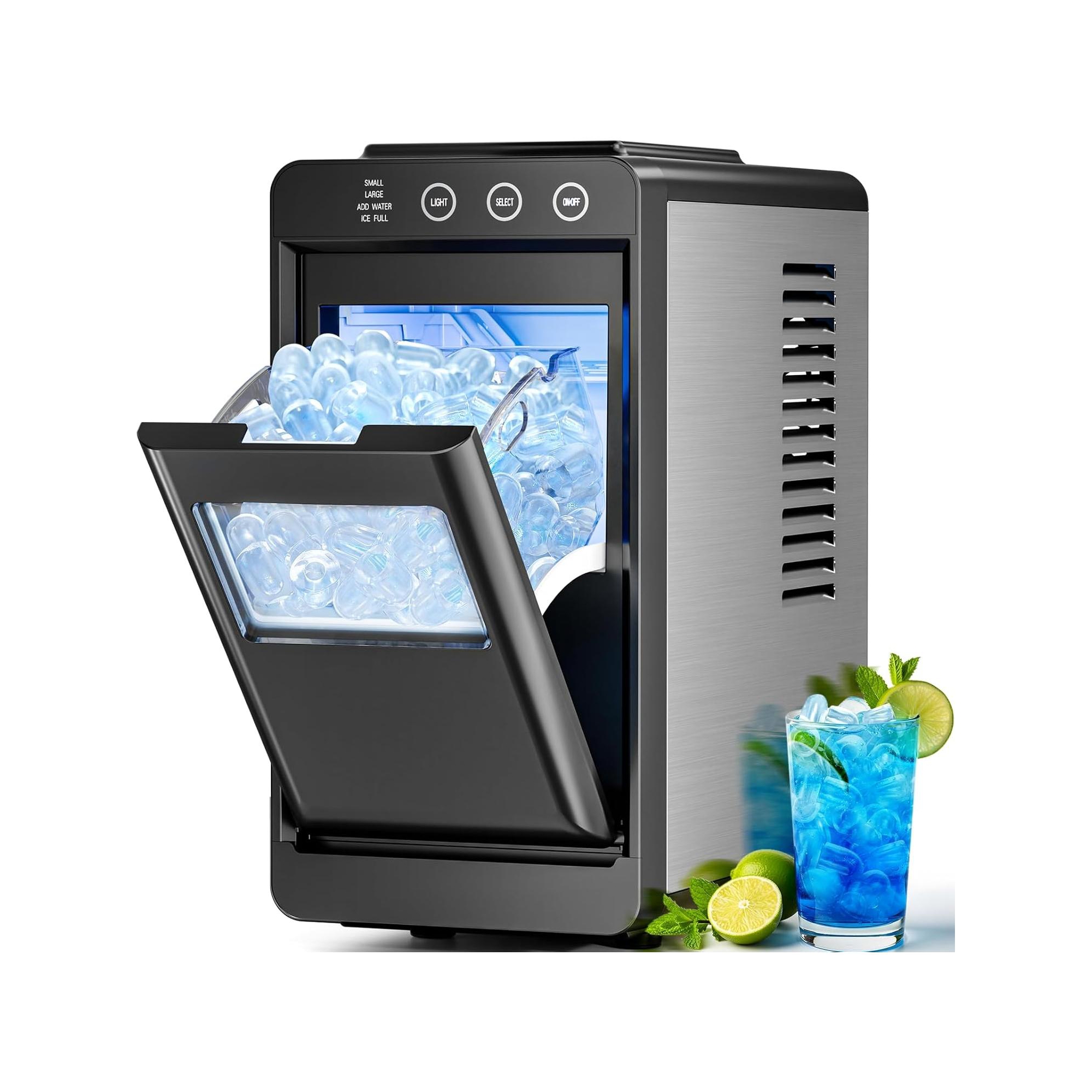 ZAFRO Ice Maker, 26lbs in 24Hrs, 8 Cubes in 6 Mins, 0.8L Tank & 1.1lb Storage, Auto Clean with Basket & Scoop, Portable for Home/Kitchen/Camping