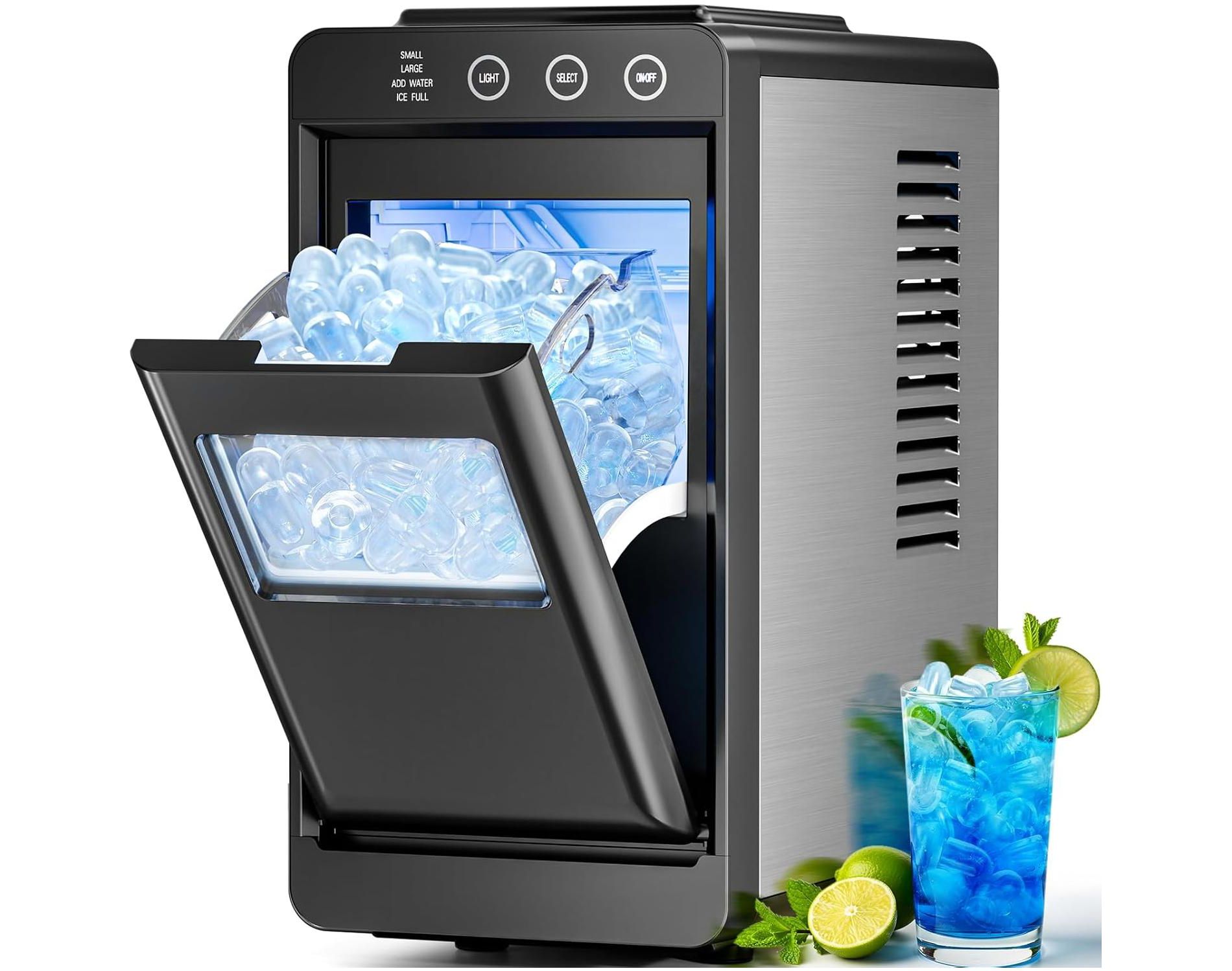 ZAFRO Ice Maker, 26lbs in 24Hrs, 8 Cubes in 6 Mins, 0.8L Tank & 1.1lb Storage, Auto Clean with Basket & Scoop, Portable for Home/Kitchen/Camping/RV