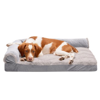 FurHaven Wave Fur & Velvet Deluxe Chaise Lounge Cooling Gel Foam Sofa-Style Dog Bed