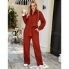 WhizMax Women Two Piece Casual Outfits Y2K Loungewear Pleated Wide Leg Pants Long Sleeve Button Down Shirt Streetwear Set - image 3 of 4