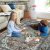 2 x 6 ft Polyester Imitation  Green Brown Rectangular Hallway Bathroom Entryway Kitchen Office Foldable Flower Printed  Washable Area - 4 of 4