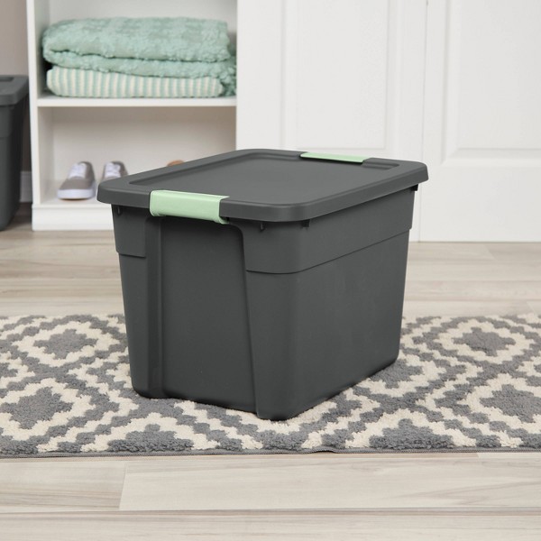 Tote de almacenamiento con cierre de 12 gal - Brightroom™: Contenedor utilitario gris apilable con tapa, organizador portátil universal 5