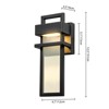 Rennnsan Orvara 12"H Hardwired Rectangle Textured Glass Modern LED Dimmable Outdoor Wall Sconce in Black - 3 of 4
