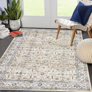 Washable Rug 5x7 Area Rugs for Living Room Bedroom Vintage Non-Slip Print Distressed Thin Throw Rugs - 1 of 4