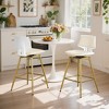 VECELO Counter Height Bar Stools Set of 2, Faux Leather Upholstered Barstools with Back Footrest and Metal Legs, Armless Bar Chairs, Brown/Gold - 4 of 4