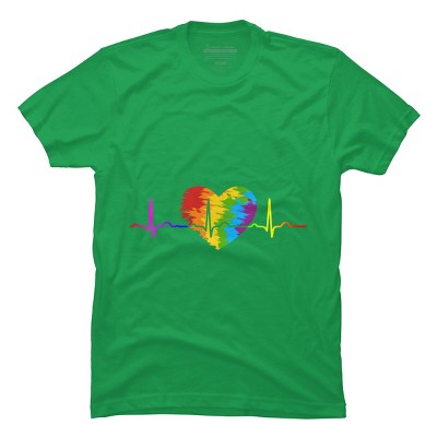 Adult Design By Humans Rainbow Heartbeat Pride By corndesign T-Shirt