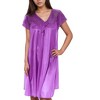 YafeMarte Women's Silky Feeling Cap Sleeves Nightgown with a Floral Lace Design - 4 of 4