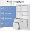 Tall Bathroom Storage Cabinet, 2 Drawers, Adjustable Shelves, and Open Cubbies, MDF Linen Tower for Laundry Room or Closet - 2 of 4