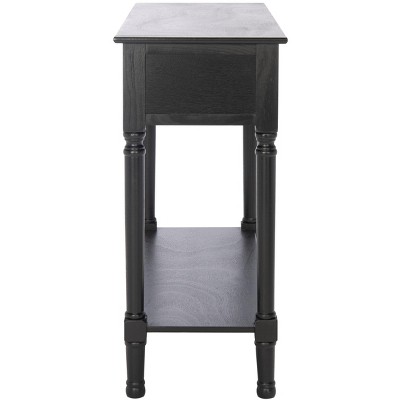 Landers Black Wood 2-Drawer Console Table with Storage