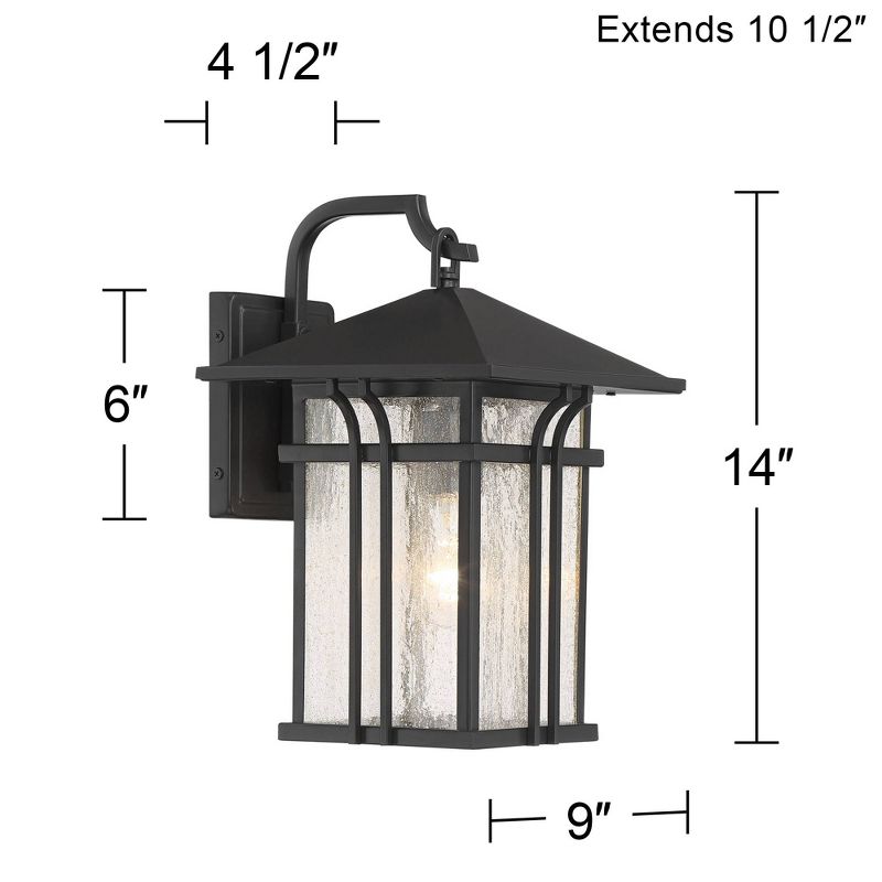 John Timberland Syon Mission Outdoor Wall Light Fixtures Set of 2 Painted Bronze Lantern 14" Clear Seeded Glass for Post Exterior Barn, 4 of 8