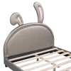 CAVINAS Full Size Platform Bed Modern Wooden Bed Frame with Rabbit Shape Headboard and Upholstered Leather for Bedroom - 4 of 4