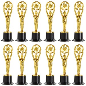 Juvale Pack of 12 Mini Award Trophies - Plastic Movie Film Buff Trophy - Trophies for Kids - Great for Teachers, Gold, Black - 1 of 4