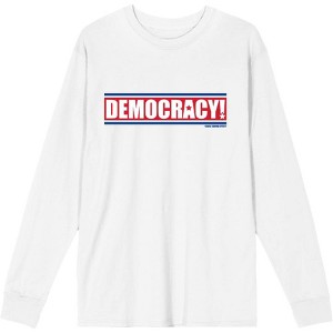 Americana Democracy Slant Text Adult Crew Neck Long Sleeve Tee - 1 of 2