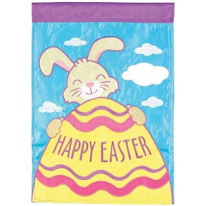 Magnolia Garden Happy Easter Happy Bunny with Large Egg 13 x 18 Inch Polyester Garden Flag - 1 of 2