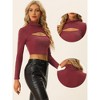 Allegra K Women's Party Mock Neck Cutout Front Long Sleeve Slim Fit Crop Blouses - 2 of 4