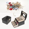 Unique Bargains PU Leather 3 Layer Birthday Gifts Jewelry Organizer Storage Holder with Drawer and Mirror - 2 of 4