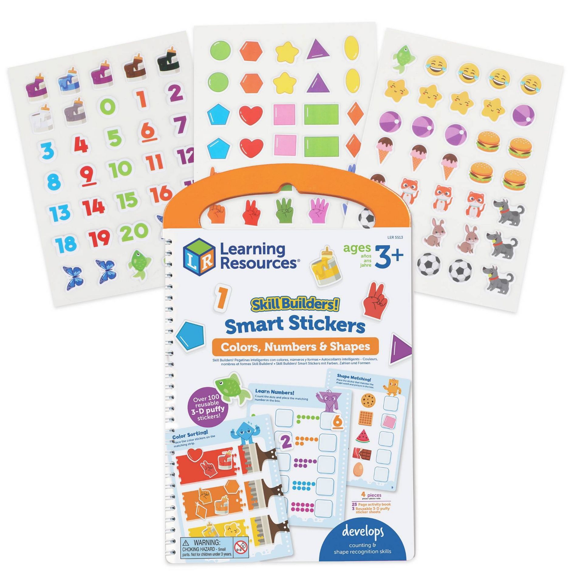 Learning Resources Skill Builders! Smart Stickers Colors, Numbers and Shapes, Reusable Sticker Books for Kids Ages 3+