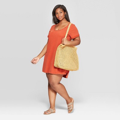 plus size orange t shirt dress