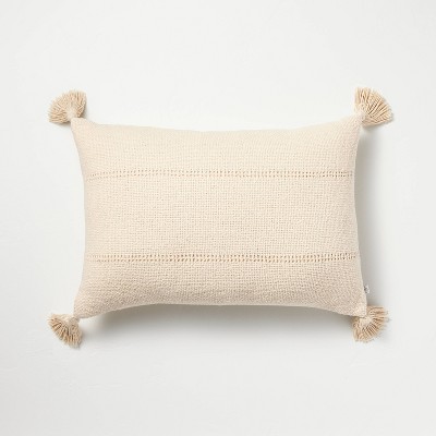 Lumbar Pillow - Linen Cream Tassel - 14x34 - Maison Blue