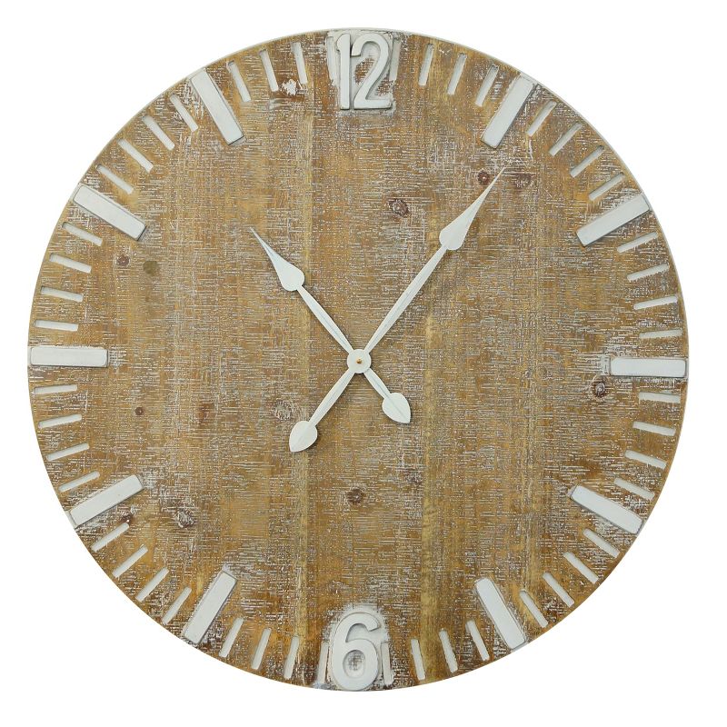 VIP Wood 31.5 in. Brown Aged Wall Clock, 1 of 2