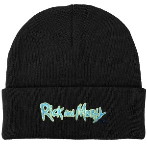Rick and Morty Logo Knit Beanie for Men and Women, Black - 1 of 4