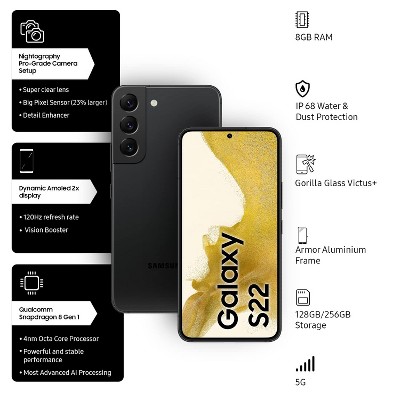 Samsung Galaxy S22 5G 128GB ROM 8GB RAM SM-S901 6.1" Unlocked Smartphone - Manufacturer Refurbished, 3 of 5