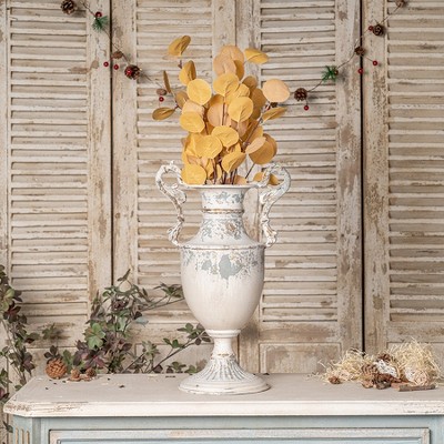 Gulches Decorative Vase ¨C Vintage Floral Ceramic-Style Floor Vase in Off-White (20.6"-28.4")