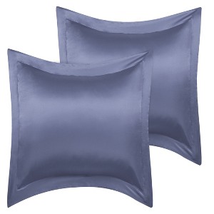 PiccoCasa Satin Silky Oxford Machine Washable Envelope Closure Euro Sham Pillowcases 2 Pcs - 1 of 4