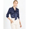 INSPIRE CHIC Women's Irregular Dotted Printed Work Long Sleeve Front Tie V Neck Blouse - 2 of 4