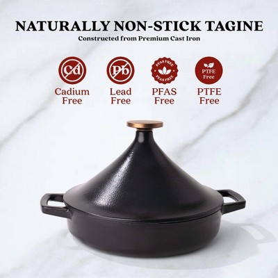 Alva Nori 11-Inch Black Enameled Cast Iron Tagine Pot