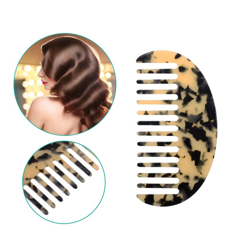 Unique Bargains Anti-Static Hair Comb Wide Tooth for Thick Curly Hair Hair Care Detangling Comb For Wet and Dry 2 Pcs, 2 of 7