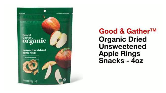 Organic Dried Unsweetened Apple Rings Snacks - 4oz - Good &#38; Gather&#8482;, 2 of 8, play video