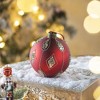 NAYSAYE Party Decoration and Accessories Set of 4 Glass Christmas Ball Ornament Set for Holiday Celebration, Red, 4.7"*4.7"*0.11" - 3 of 4