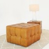 Aukfa Square leather - footstool and decorative stool, suitable for living rooms, bedrooms, and dining rooms£¬Brown - 3 of 4