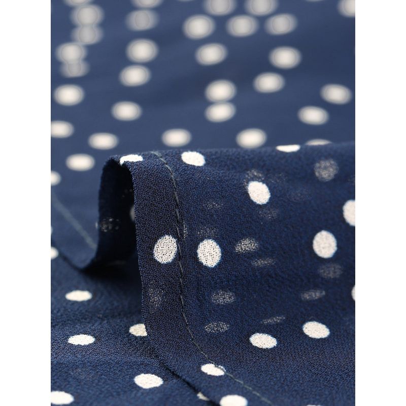 Agnes Orinda Women's Plus Size Chiffon Polka Dots Tie Waist Double-Layered Hem Long Sleeve Elegant A Line Dresses, 5 of 7