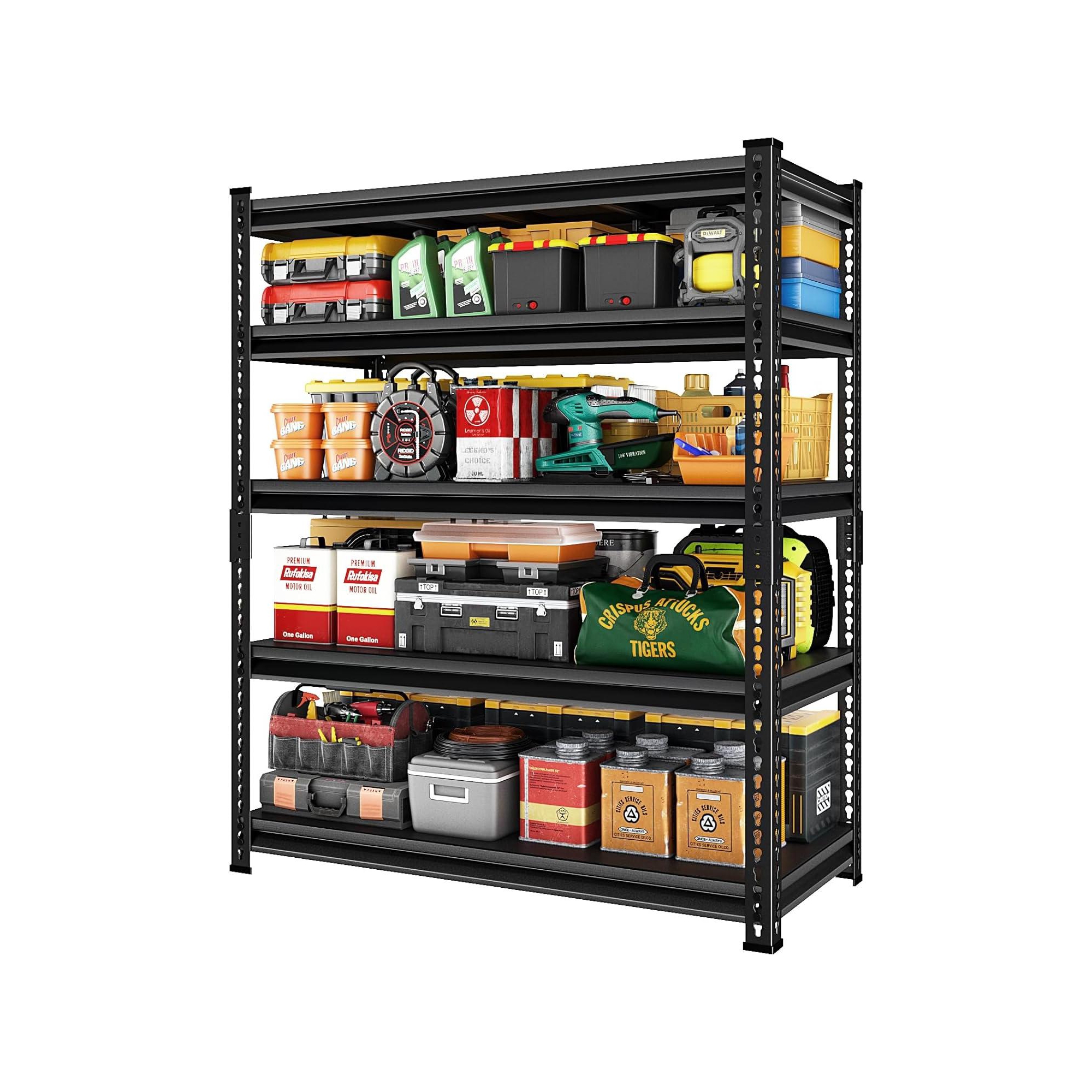 5 Tier Garage Shelving Unit, Adjustable Metal Shelves, 2800 LBS Capacity for Garage Shelving, Kitchen, Commercial, Bedroom Closet