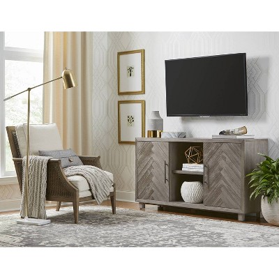Gray 60" Transitional Wood TV Console with Cabinet