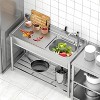 120cm Commercial Stainless Steel Sink - Single Bowl with Drainboard & Storage Shelf (51x94cm, Silver) for Restaurant/Bar/Garage - 2 of 4