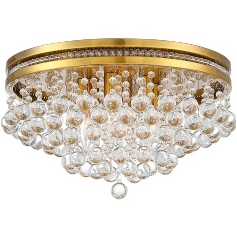 Vienna Full Spectrum Regina Modern Ceiling Light Flush Mount Fixture 15  1/4 Wide Brass 6-light Clear Crystal For Bedroom Kitchen Living Room  Hallway : Target