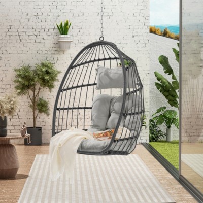 Outdoor Garden Rattan Egg Swing Chair Hanging Chair for Bedroom Living Room Balcony