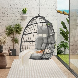 Outdoor Garden Rattan Egg Swing Chair Hanging Chair for Bedroom Living Room Balcony - 1 of 4