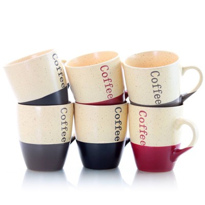 Beige Ceramic Rustic 12oz Mug Set with Stand