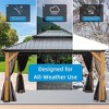 DOMETOUR 12'x14' Hardtop Cedar Gazebo with Steel Double Roof, Curtains & Netting for Patio, Backyard, Lawn (Brown) - 2 of 4